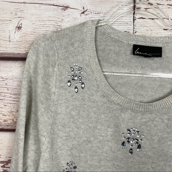 Lane Bryant Light Gray Crystal Detail Sweater - Picture 8 of 15